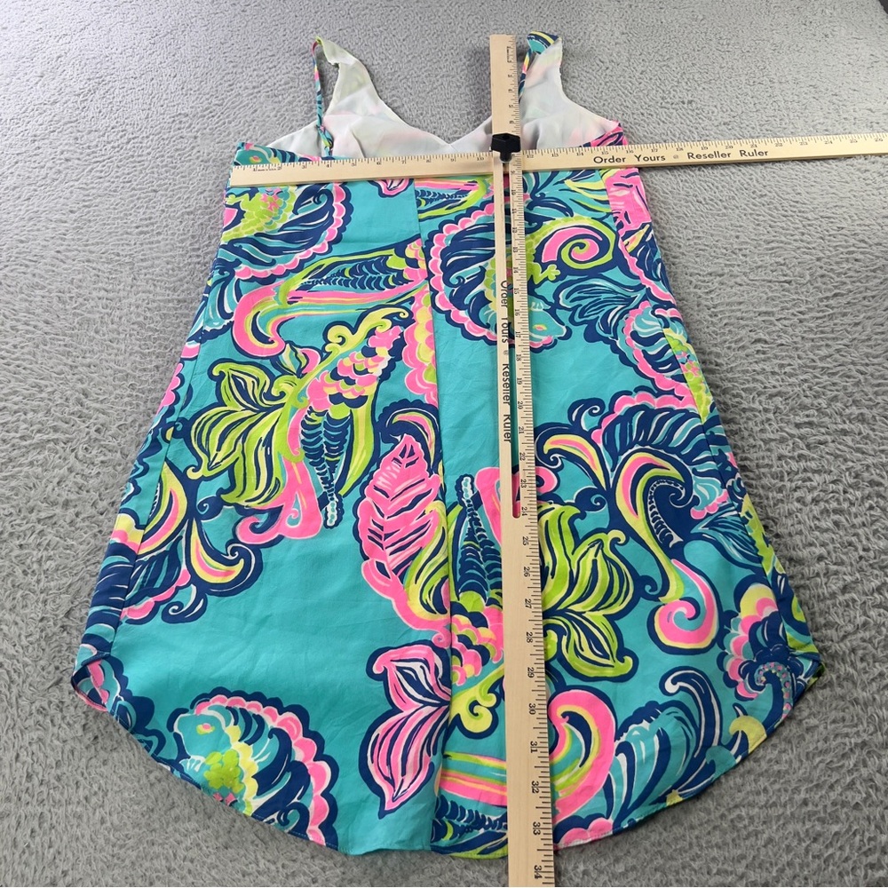 Lilly Pulitzer Silk Dress Womens XS Blue Bailey Sea Colorful Beach Lightweight - Picture 4 of 9